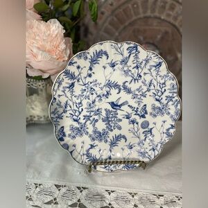 Grace Teaware blue white floral ceramic salad plate French Country cottage